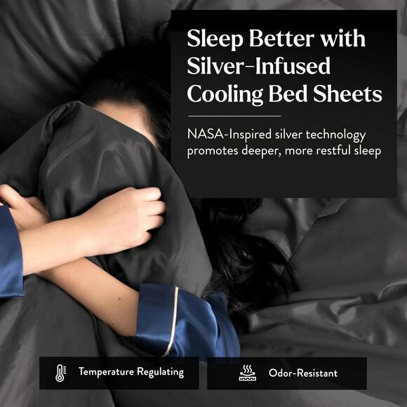 NEW Miracle Made Cotton Bed Sheets NASA Cooling Queen Stone Gray Sheet Set - Picture 1 of 3